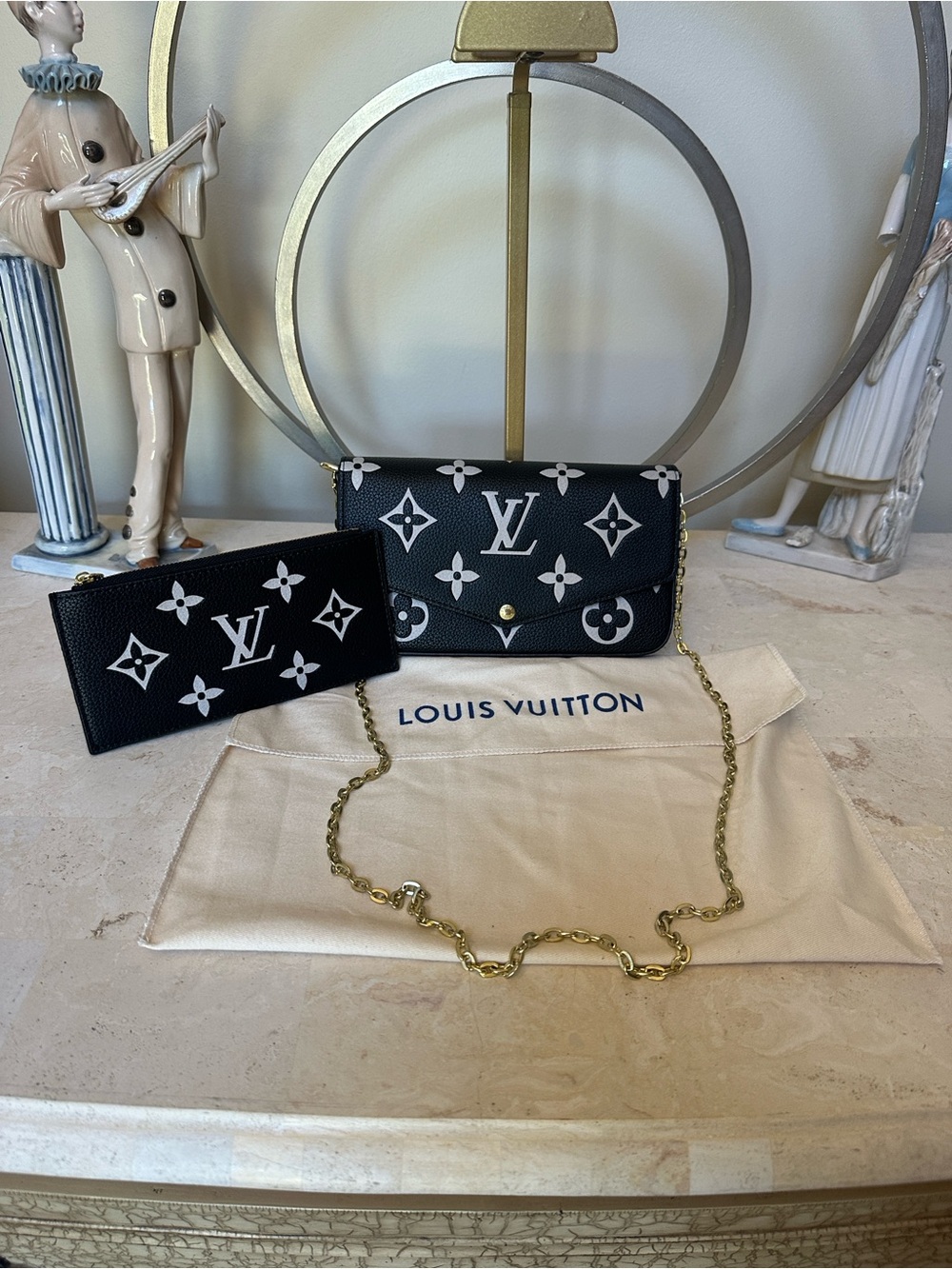 Lux inspired flap bag with matching pouch.